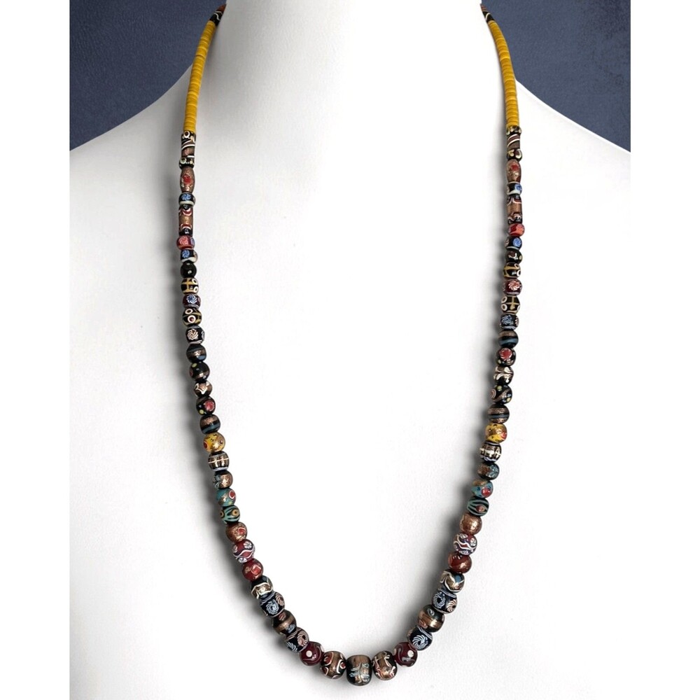 Borneo Style Java Glass Necklace Variety Trade Bead Tribal Lukut 34" Mens Unisex